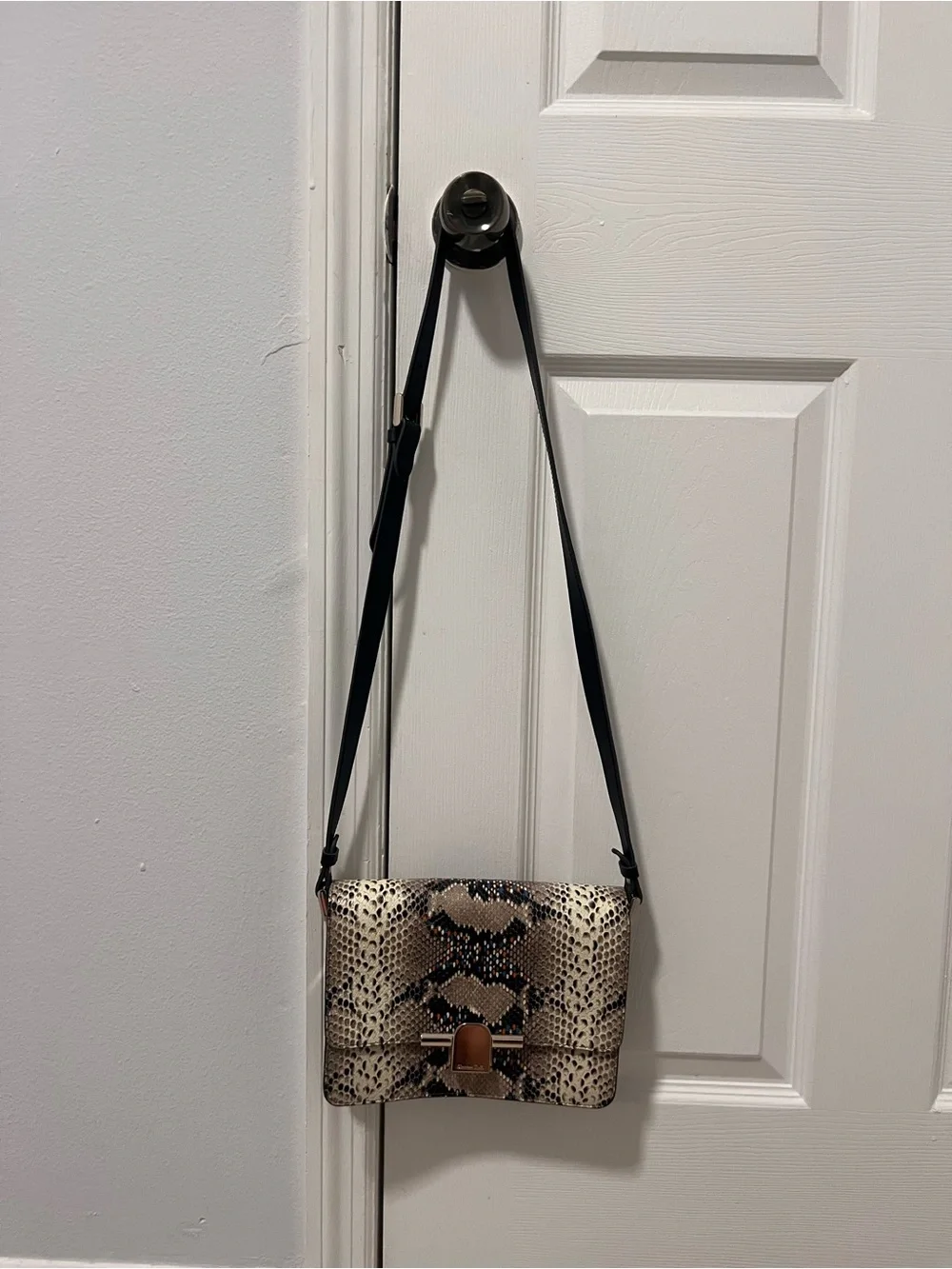 Massimo Dutti Genuine Leather Snake Print Crossbody Bag NWOT